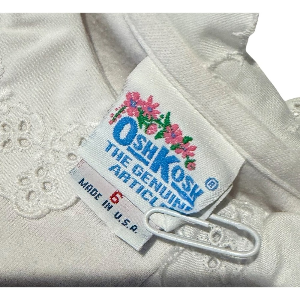 Vintage OshKosh Bgosh Girls Pink Floral Jumper Dress & Lace Collar Blouse Set 6 - Picture 4 of 5
